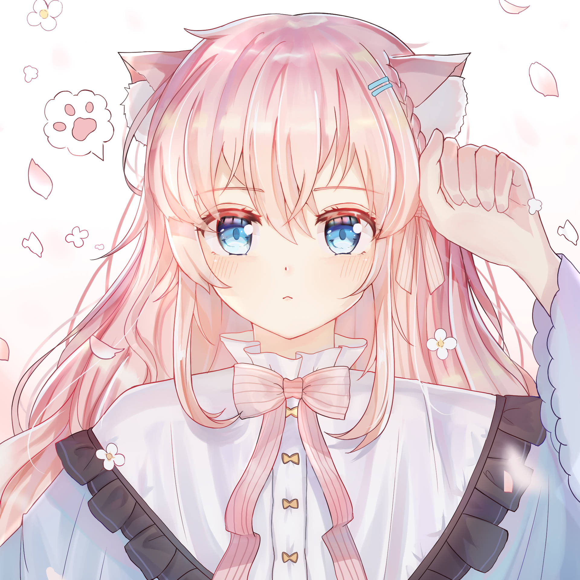 Preview wallpaper neko, girl, ears, cute, anime, pink