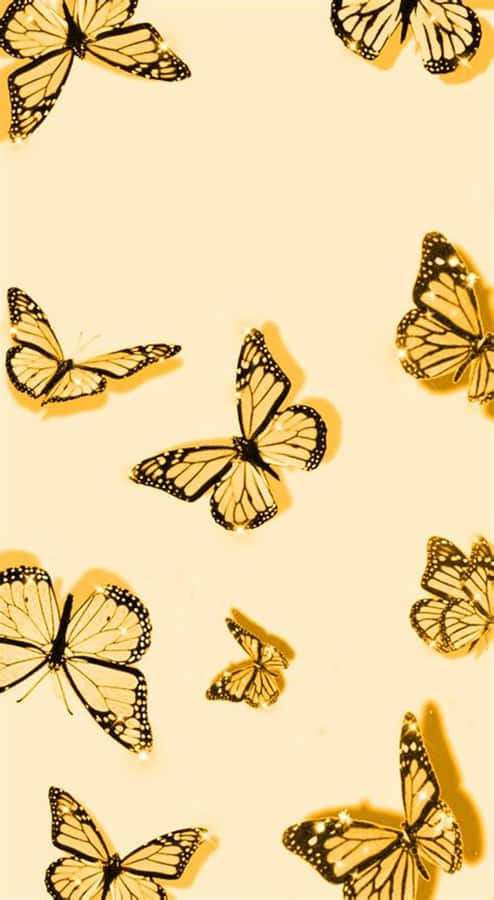Cute Yellow Butterflies 桌布