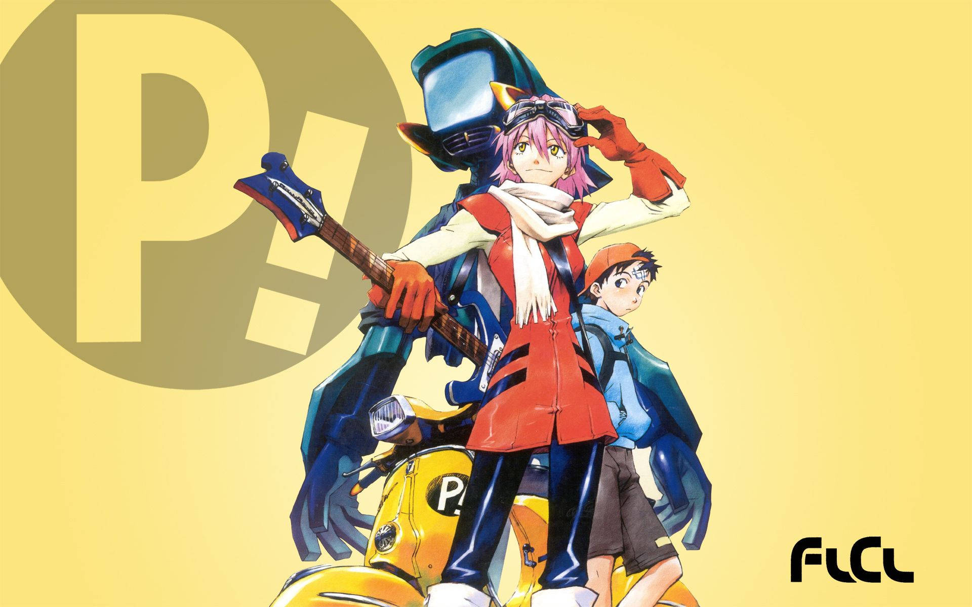 1920x1200 FLCL Fooly Cooly, Canti, vespa, Haruhara Haruko, simple background