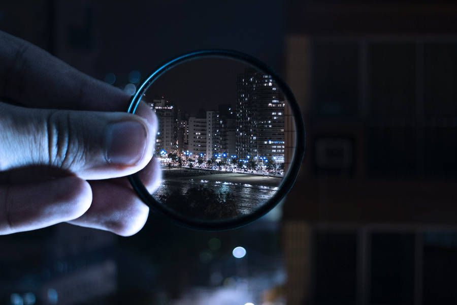 Free Person Holding Magnifying Glass Stock Photo