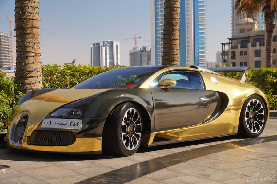 Gold Bugatti Veyron Car 桌布