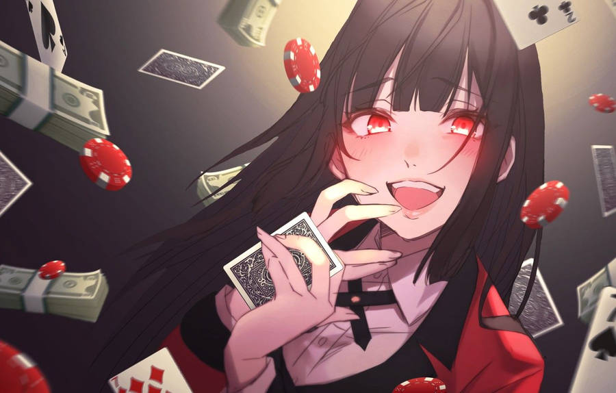 1332x850 Wallpaper card, look, girl, anime, art, Kakegurui image
