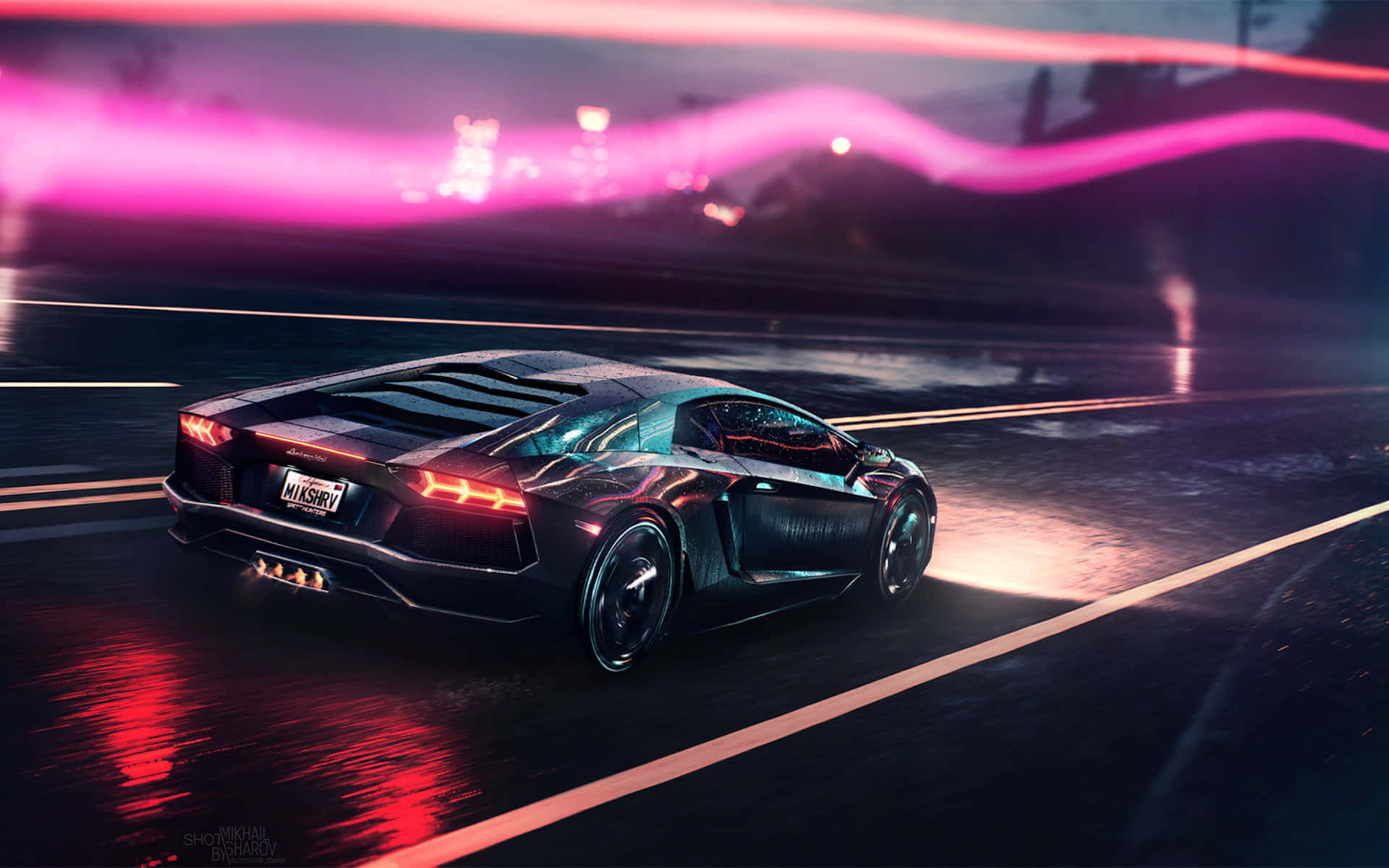 Neon Lamborghini 桌布