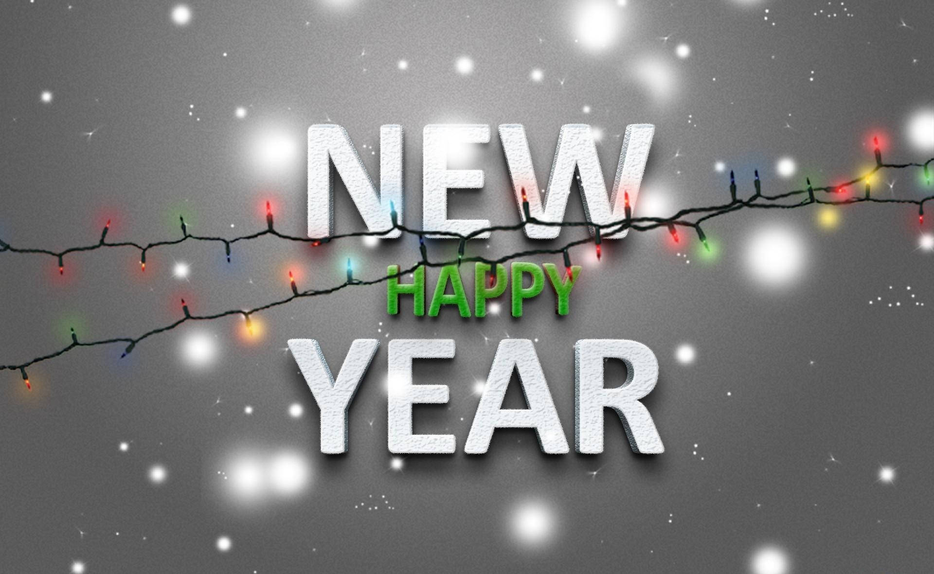 Preview wallpaper new year, ettering, flickering, garland