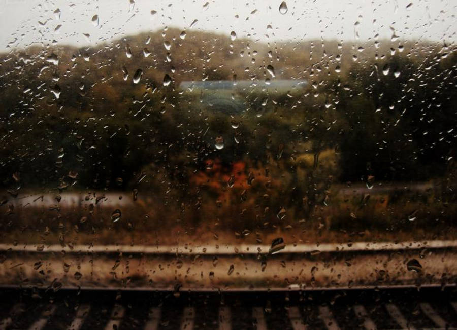 Free Stock Photo of Rain on Window - Railroad Tracks