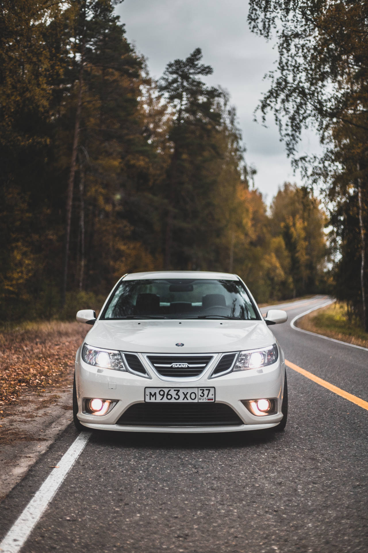 Preview wallpaper saab 9-2x, saab, car, white, front view, road