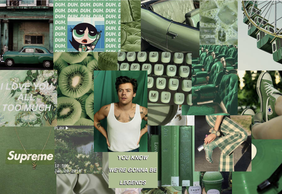 Sage Green Collage 桌布