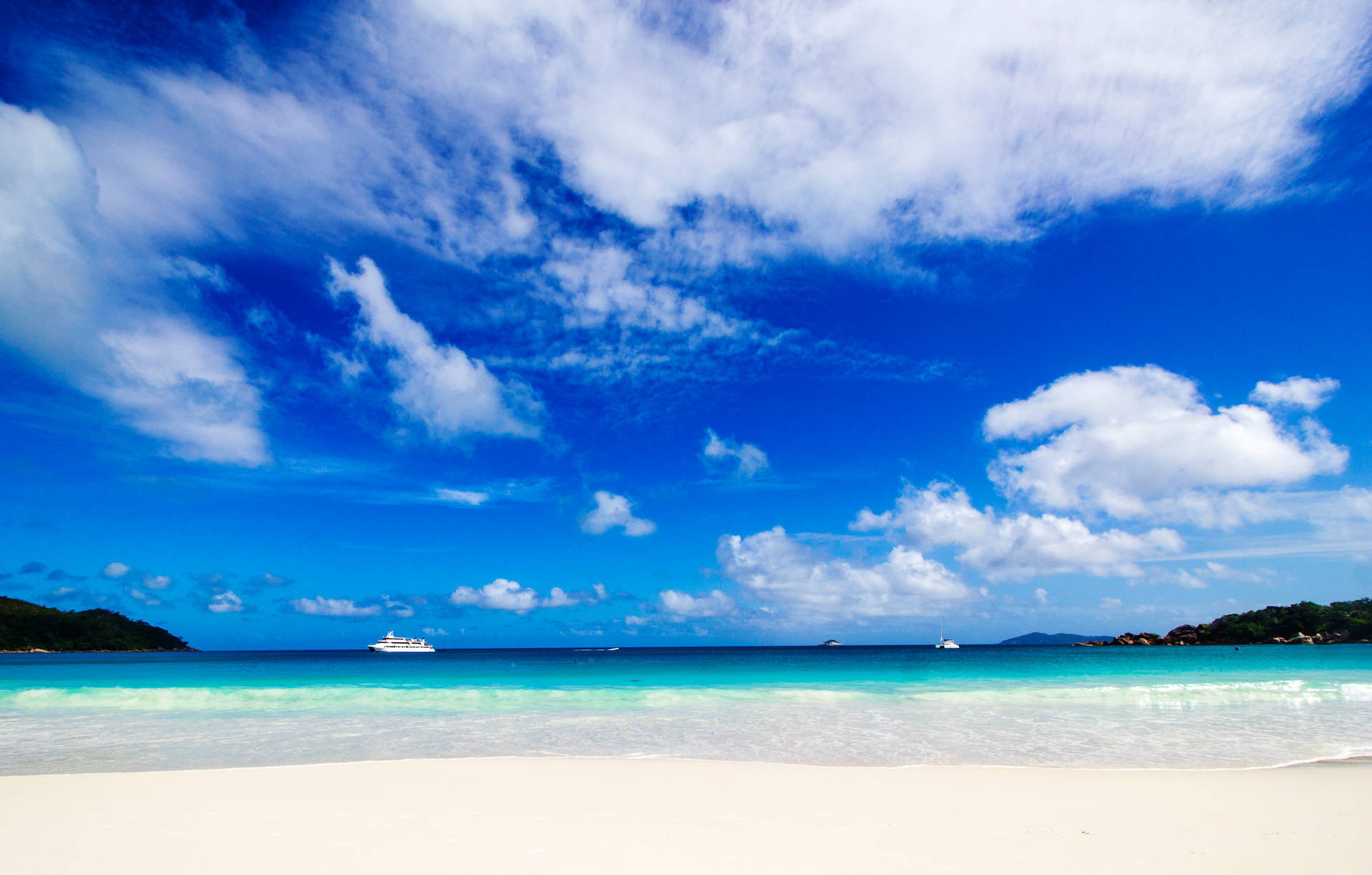 blue sky and white clouds over the sea