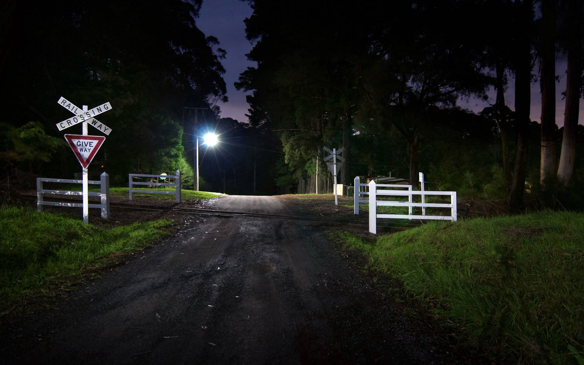 Preview wallpaper night, crossing, signs, road
