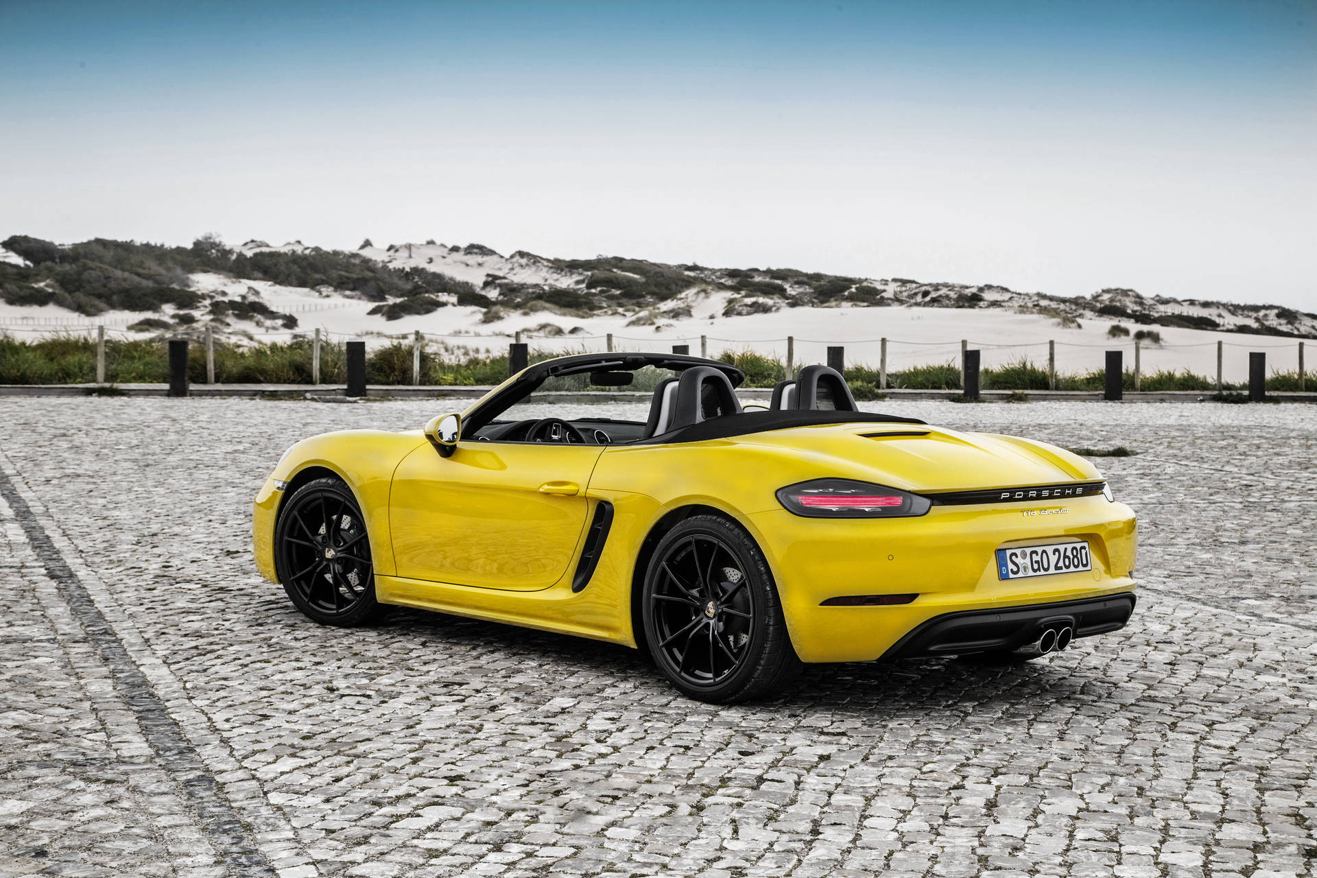 Preview wallpaper porsche, boxster, yellow, convertible