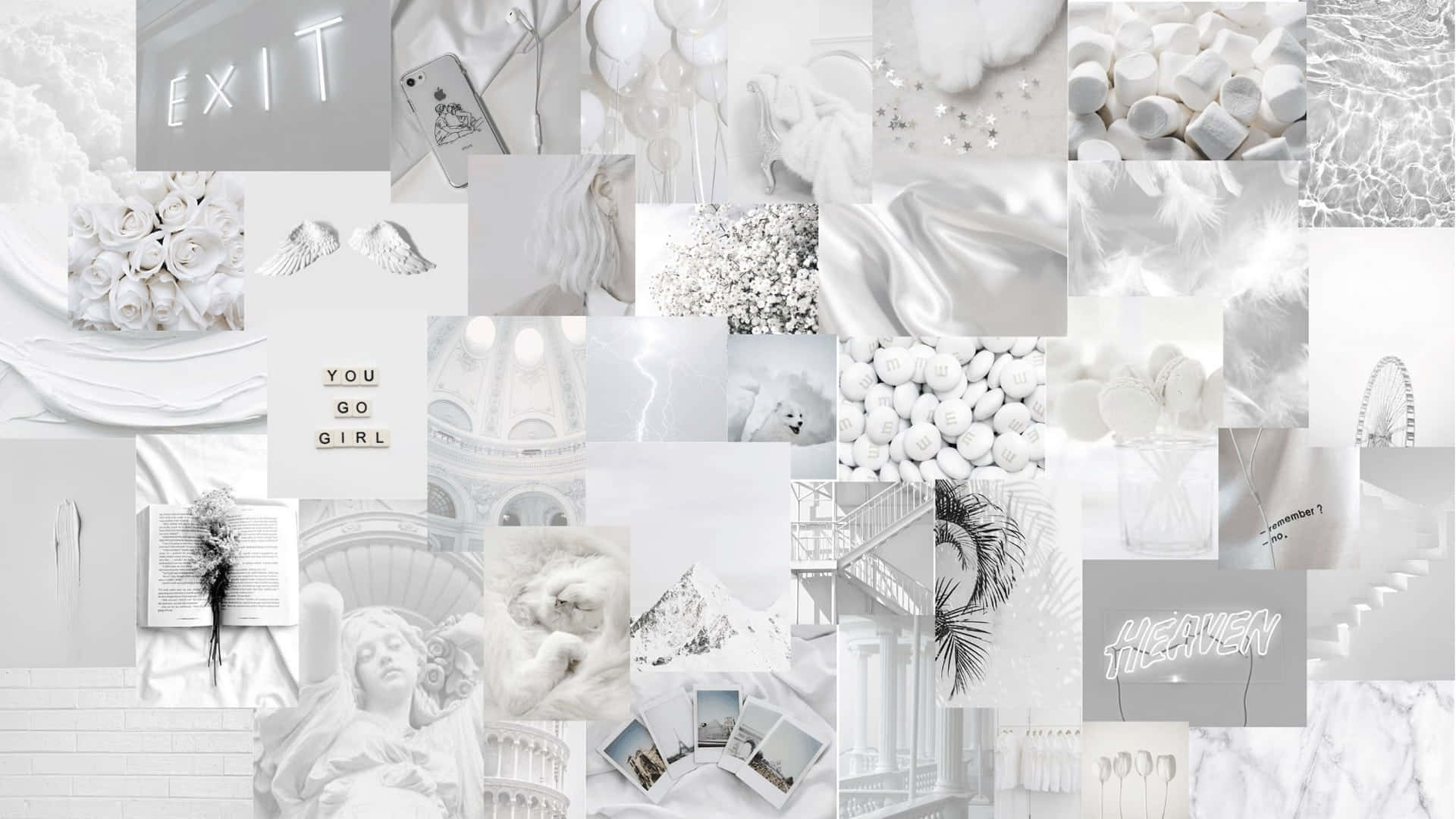 White Aesthetic Collage 桌布