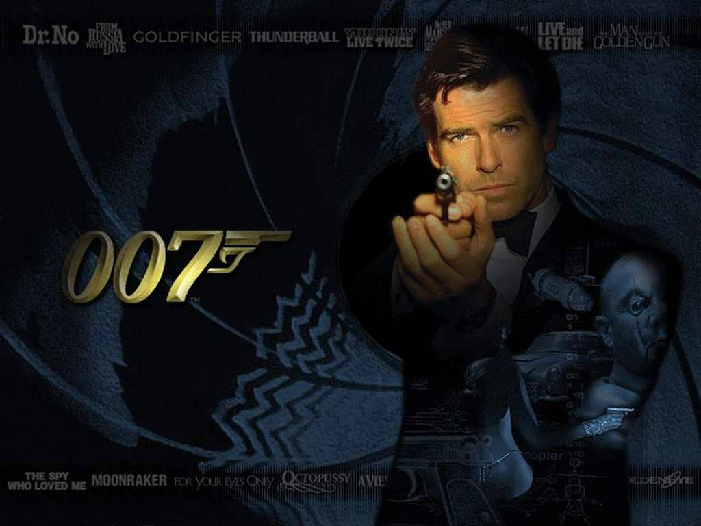 007詹姆斯邦德海報 壁紙 — 占士邦在帶有007標誌和電影名稱的黑暗背景下，專注地瞄準手槍。