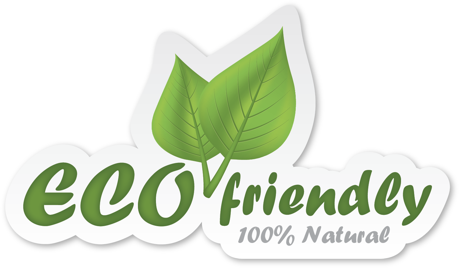 環保100%天然標誌 壁紙 — 一個綠色葉子標誌，上面有 'eco friendly' 和 '100% natural' 文字，背景為黑色。
