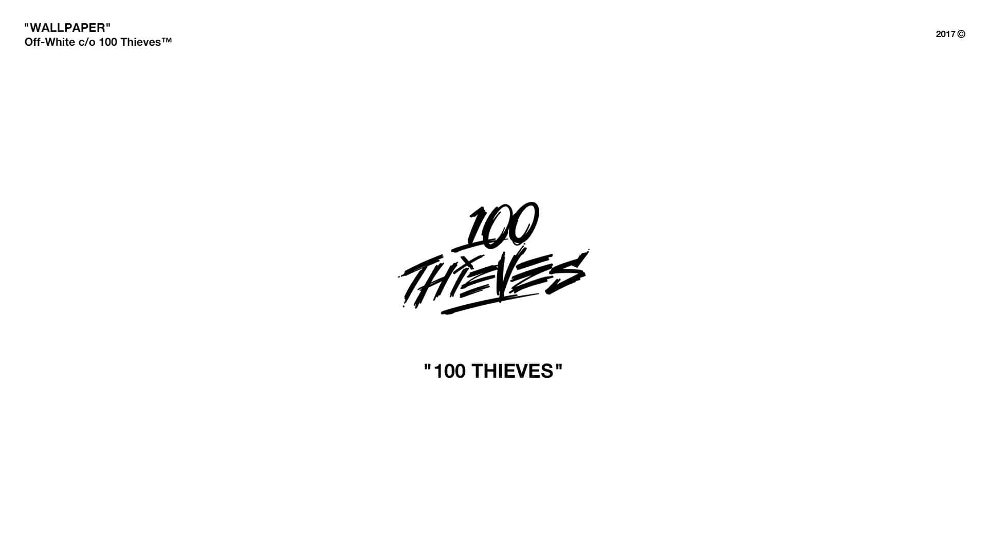 白色背景上的黑色風格化 100 Thieves 標誌