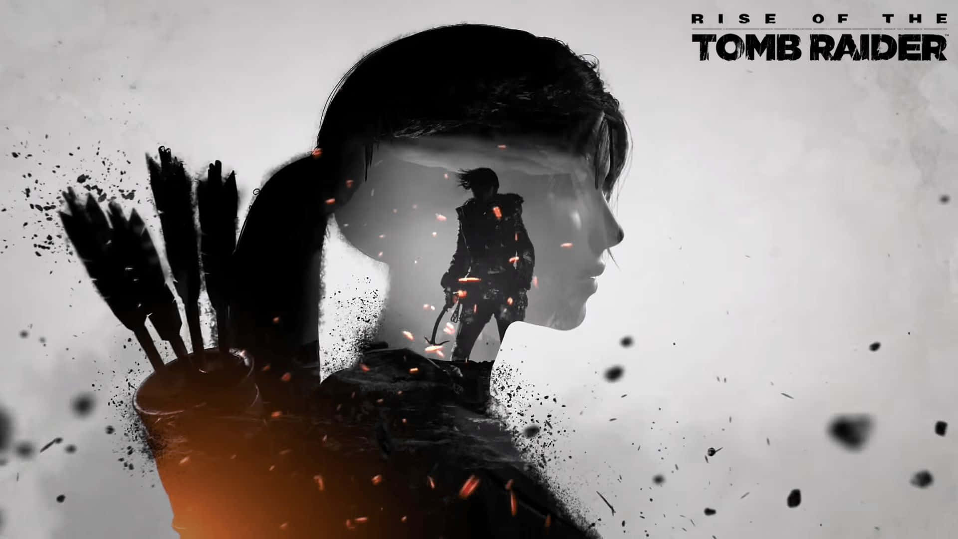 Tomb Raider 戰士剪影，帶有弓箭和火花