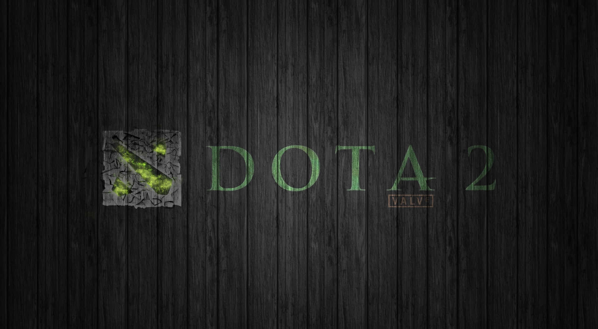 深色木紋背景上的 Dota 2 標誌