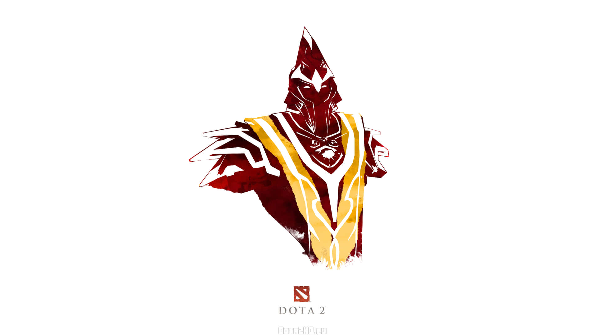 Dota 2 英雄角色插圖，身穿紅色和金色盔甲。
