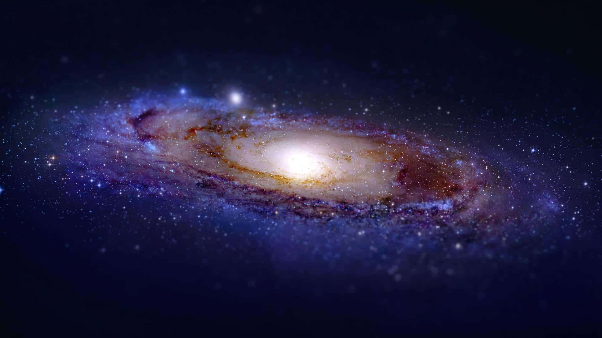 螺旋星系，帶有發光核心和紫色臂膀