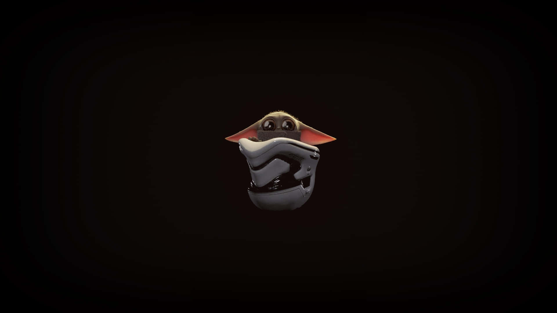 Baby Yoda 由 stormtrooper 頭盔探出頭嚟。