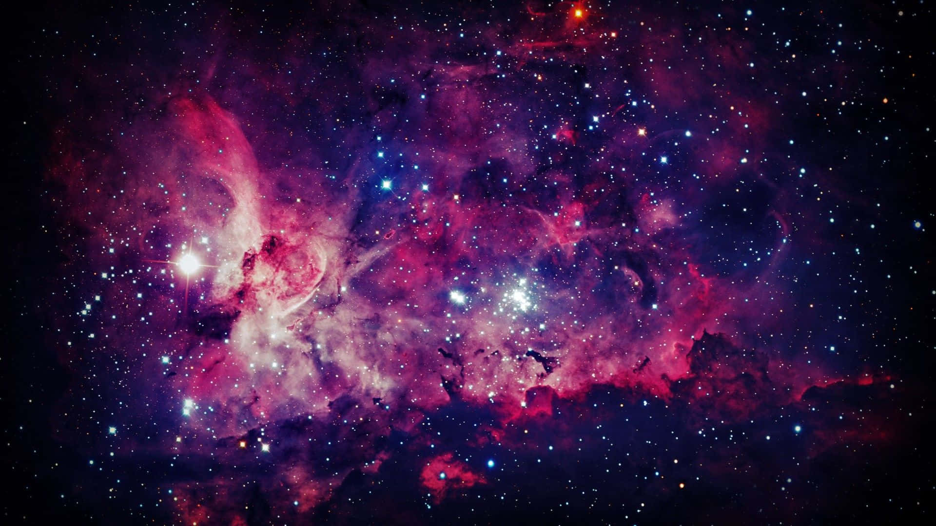 深空中帶有發光星星的彩色宇宙星雲
