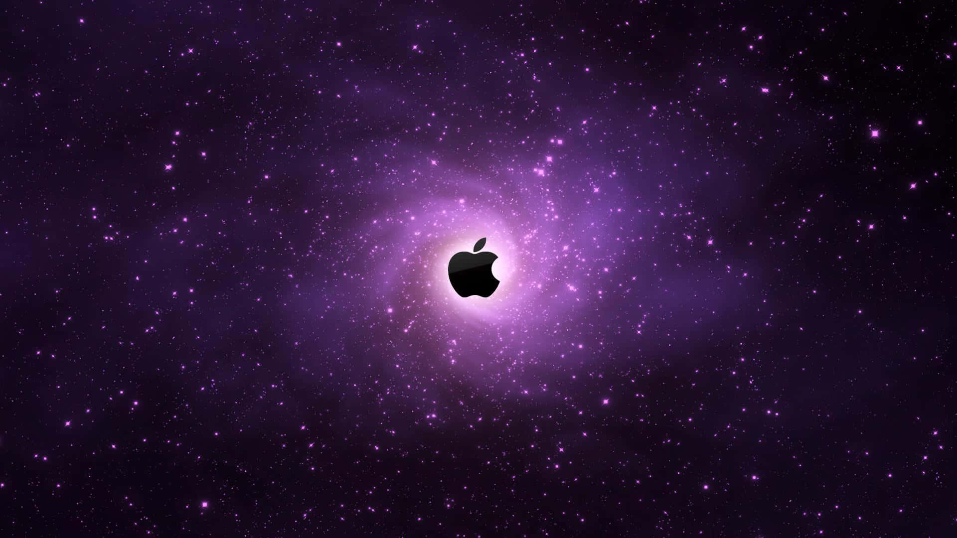 在紫色星雲中發光的Apple標誌