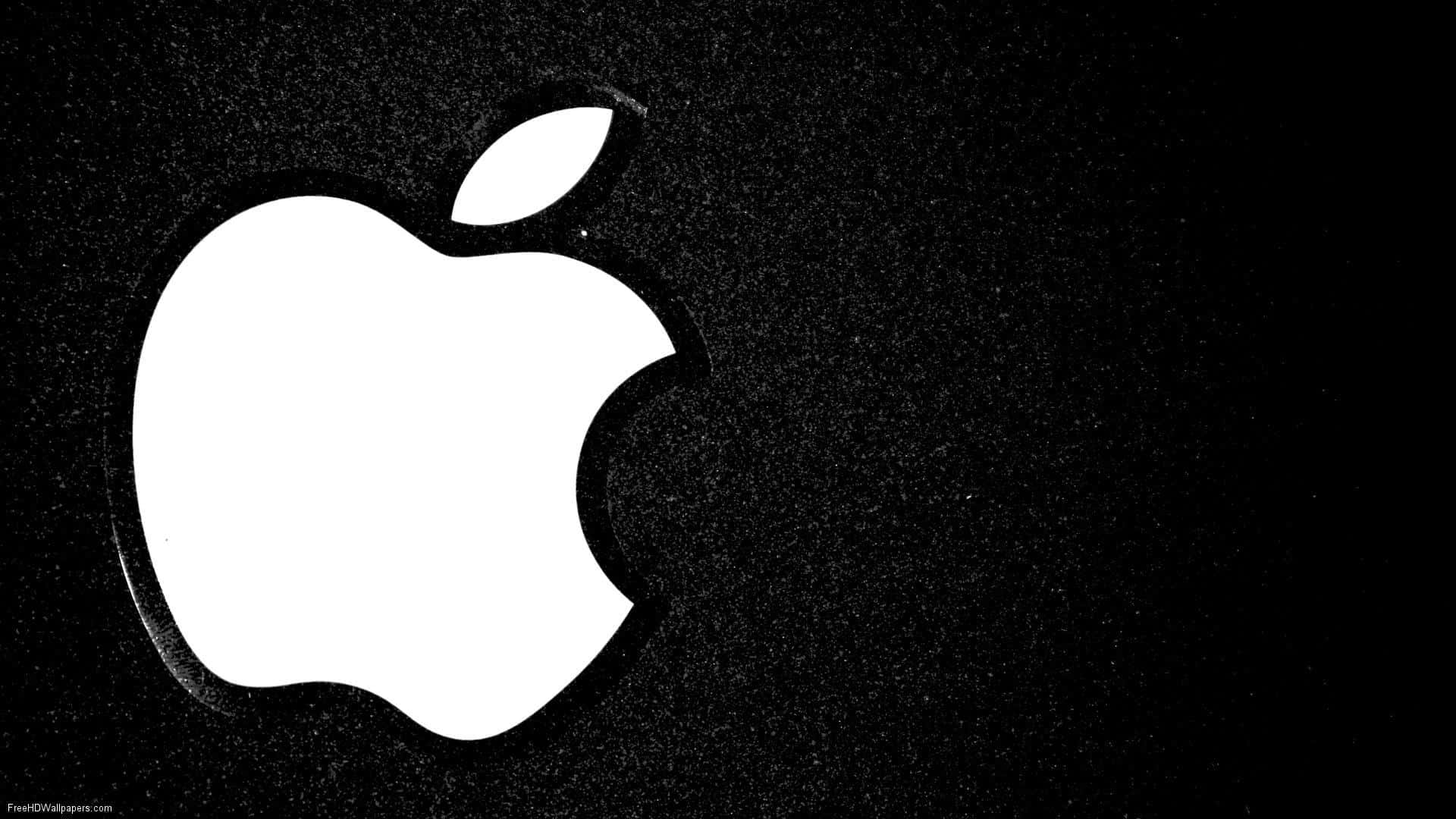 白色Apple標誌在紋理黑色背景上