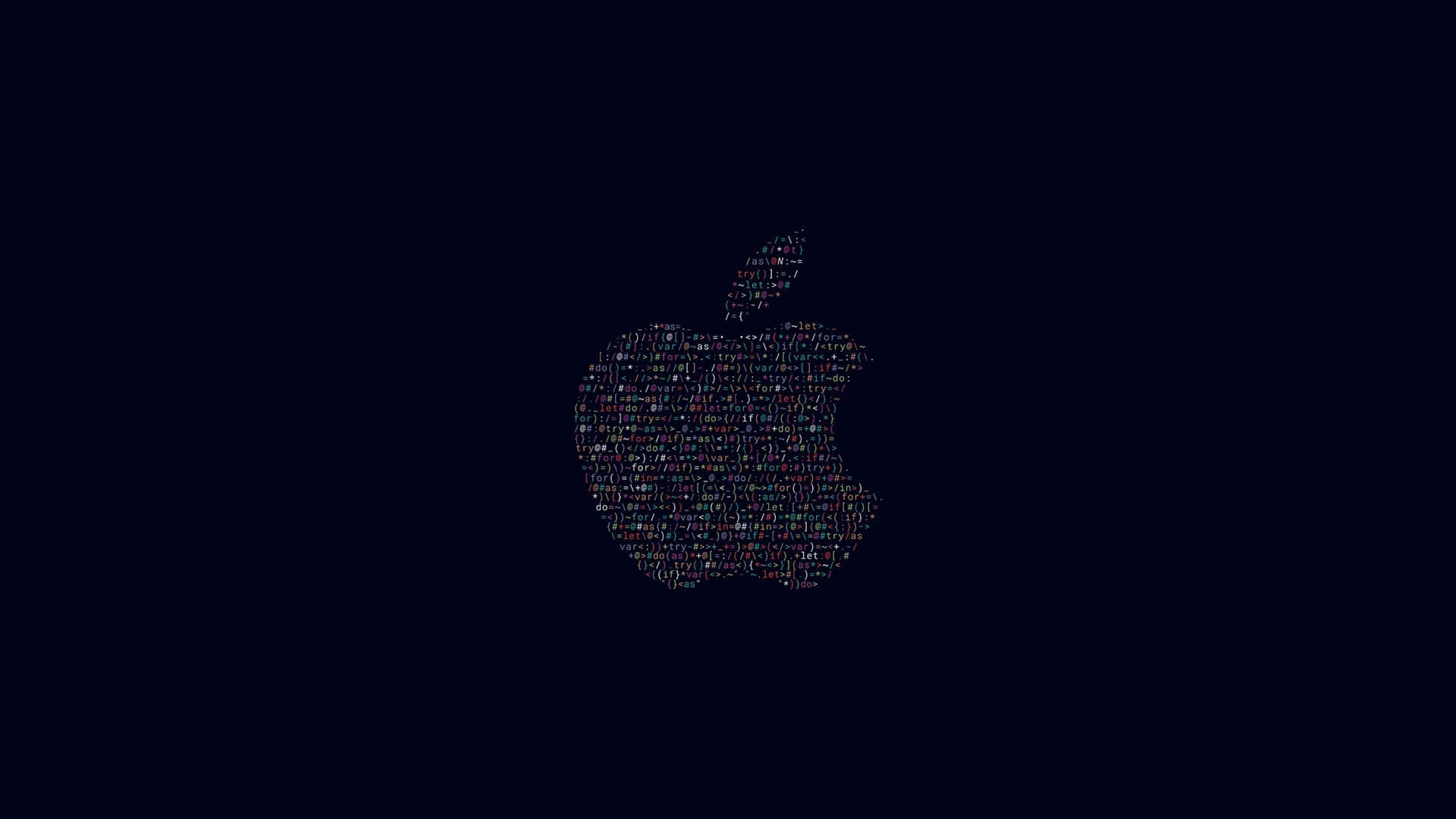 深色背景上由彩色代碼組成的Apple標誌