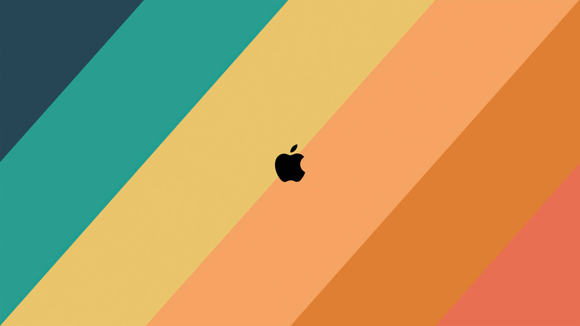 彩色對角條紋背景上的黑色Apple標誌