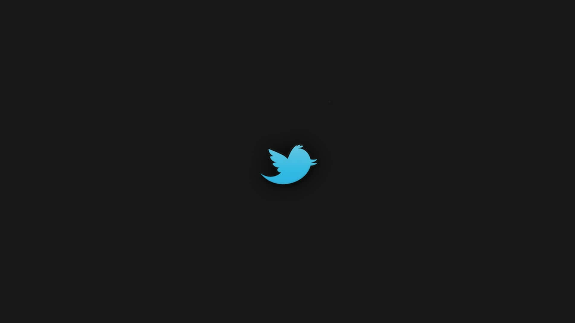 1920x1080 社交媒體背景 Twitter 標誌 黑底 壁紙 — 一個發光的藍色Twitter鳥標誌，居中在純黑色背景上。