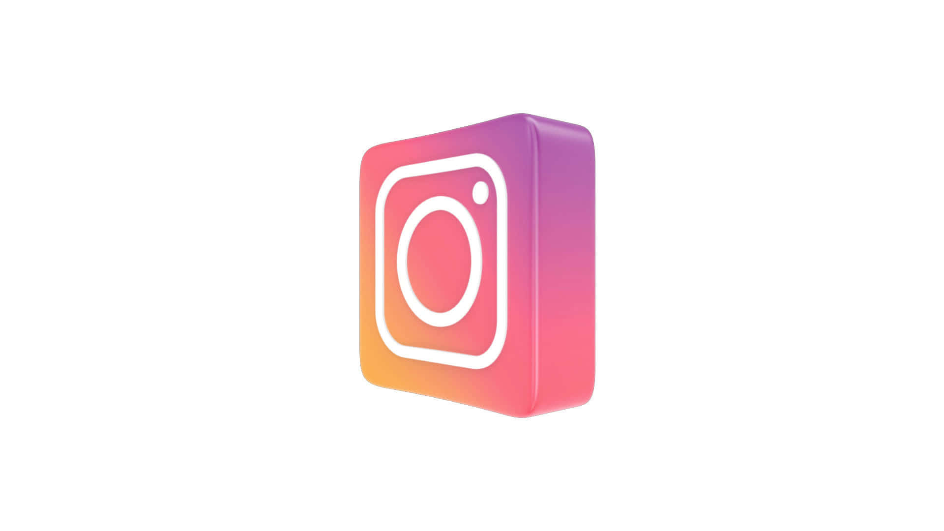 1920x1080 社交媒體背景3D Instagram標誌 壁紙 — 一個3D渲染的Instagram標誌圖標，帶有漸變粉紅橙色和紫色色調，背景為白色。