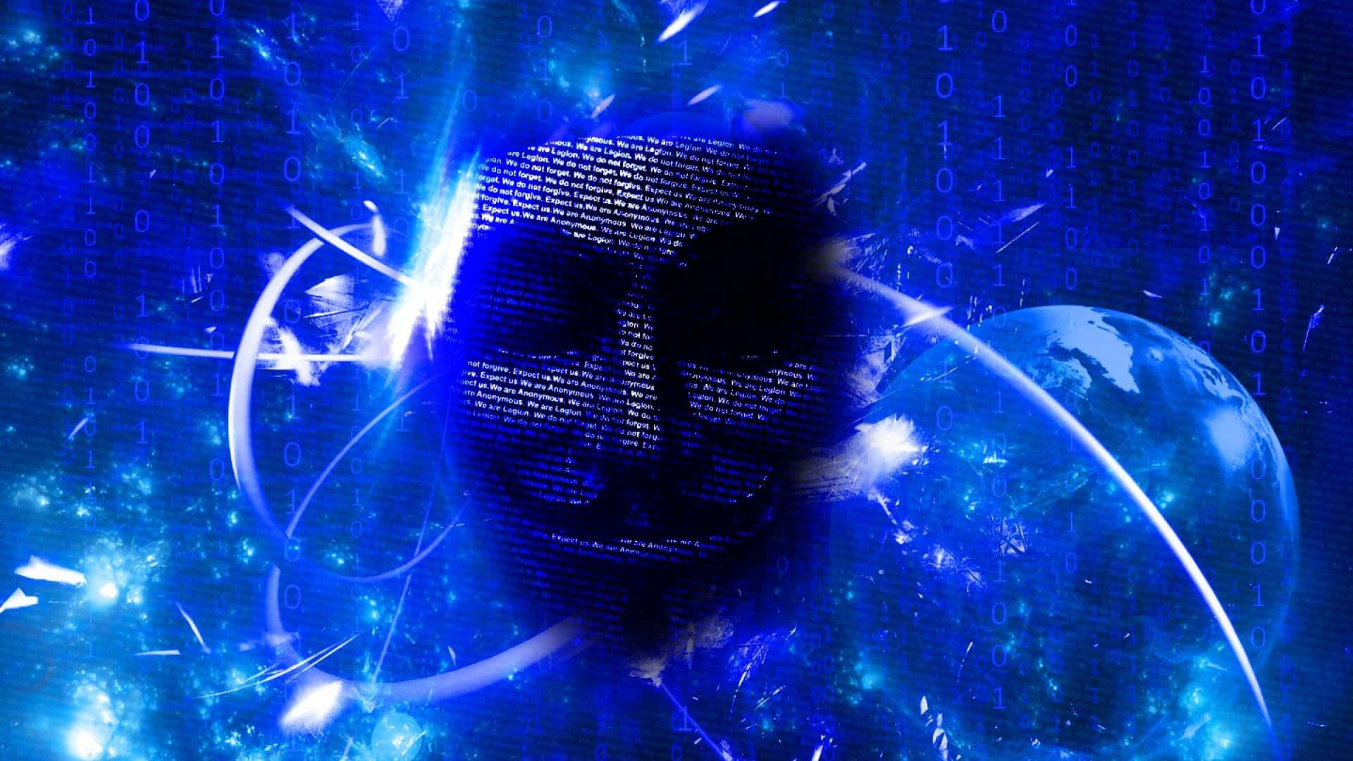 在網絡空間中帶有二進制代碼和發光能量的數位地球。