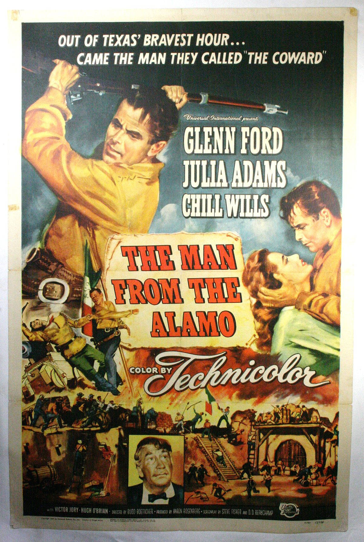 《來自阿拉莫的男人》復古電影海報，Glenn Ford 手持步槍。
