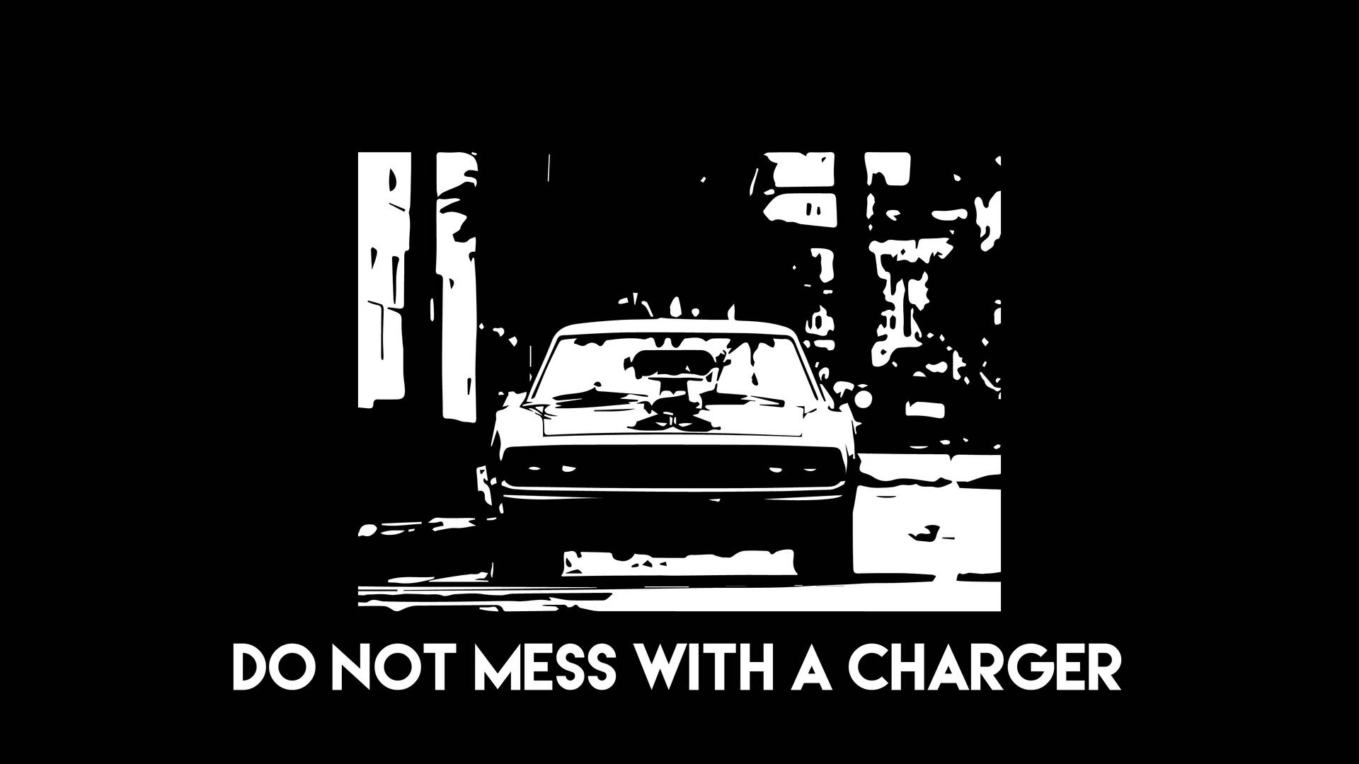 帶有警告文字的經典汽車黑白圖案。