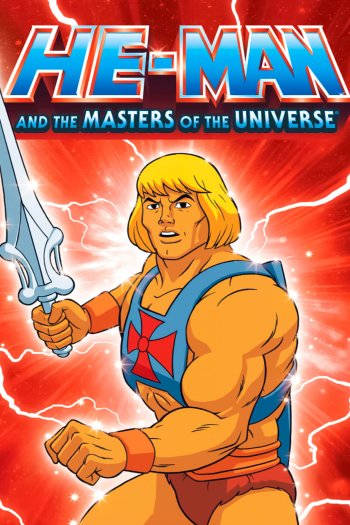 He-Man 在紅色閃電背景前手持劍