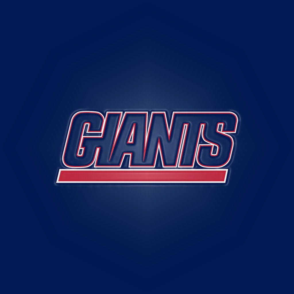 1999年紐約巨人隊徽 壁紙 — 藍色、紅色和白色的醒目「GIANTS」標誌在深藍色漸變背景上發光。