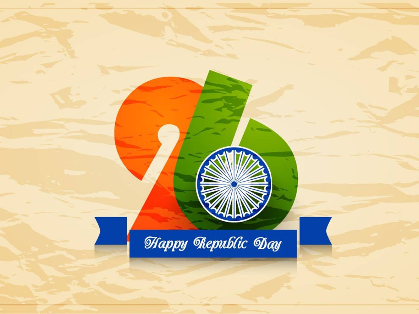 Happy Republic Day 圖案，包含數字66和印度國旗顏色