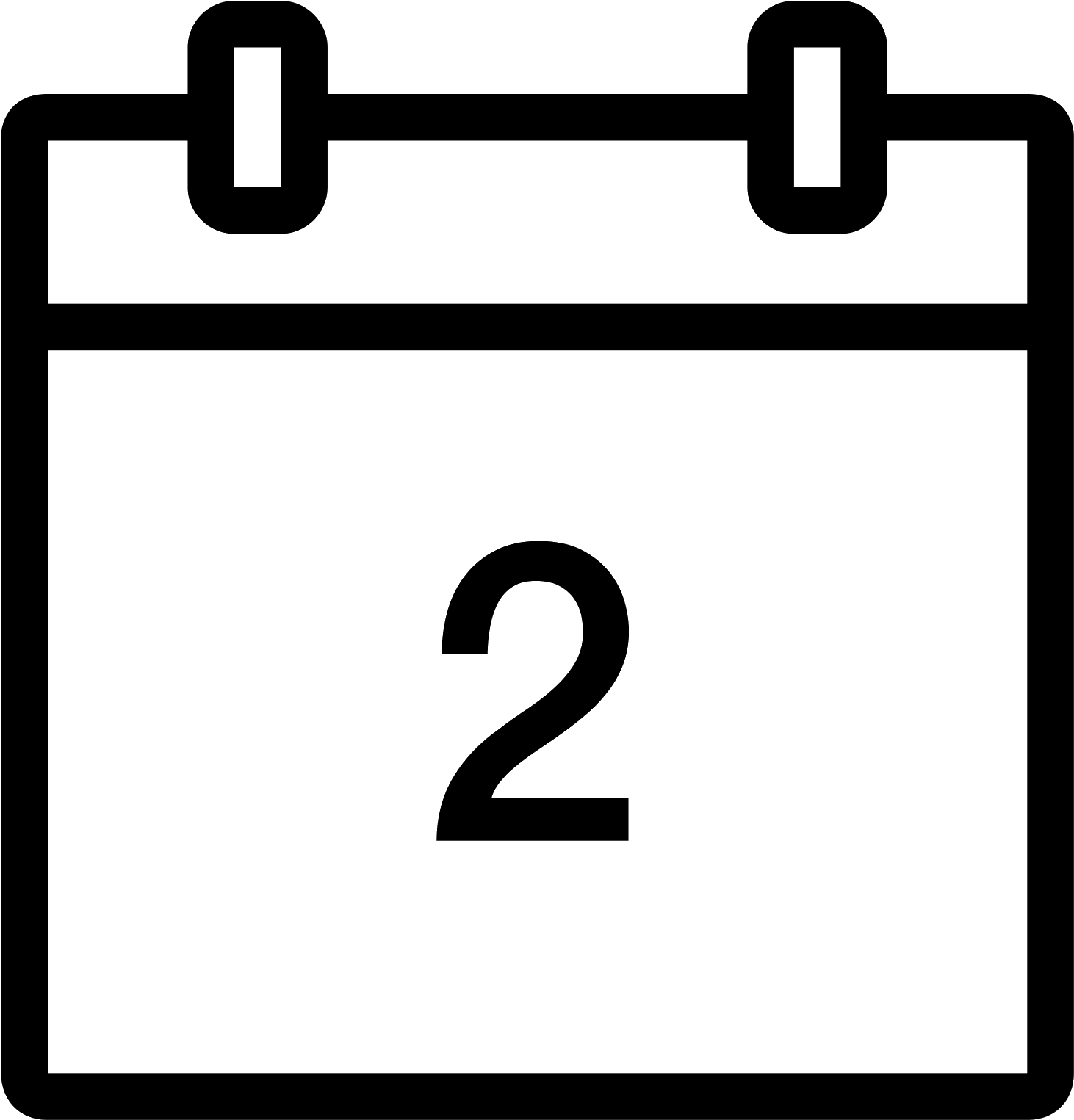 簡約日曆圖示數字2 壁紙 — 純黑色背景，沒有可見的元素或細節。