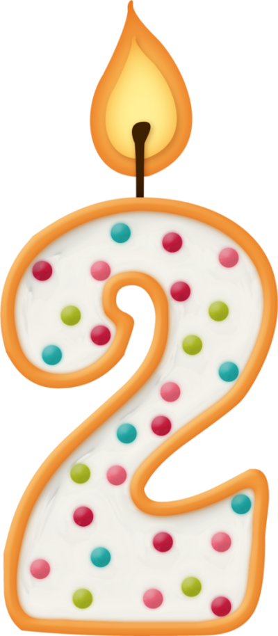 生日蠟燭數字2 壁紙 — 一支明亮照明的數字二生日蠟燭，帶有彩色糖粒和溫暖的黃色火焰。