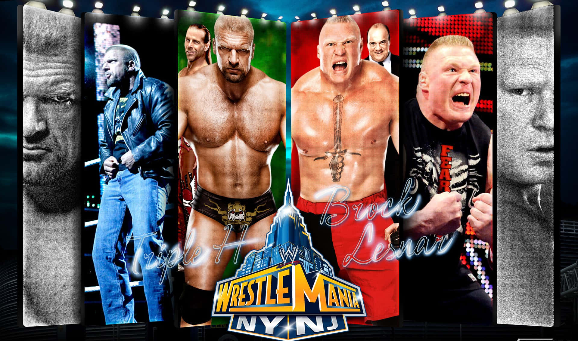 WWE摔角手布洛克·萊斯納和Triple H出現在WrestleMania宣傳海報中。