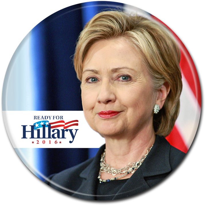 希拉里2016競選標誌 壁紙 — 希拉莉·克林頓的競選肖像，帶有「Ready for Hillary 2016」標誌和美國國旗背景。