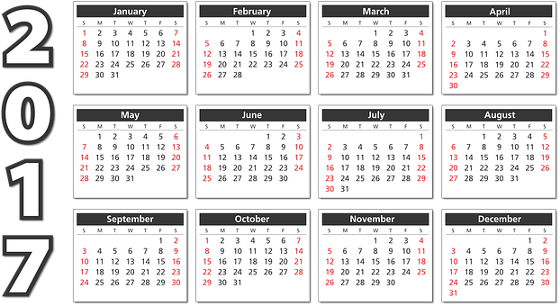 2017年完整年曆 壁紙