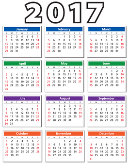 2017年全年日曆概覽 壁紙