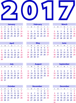 2017年曆藍色背景 壁紙