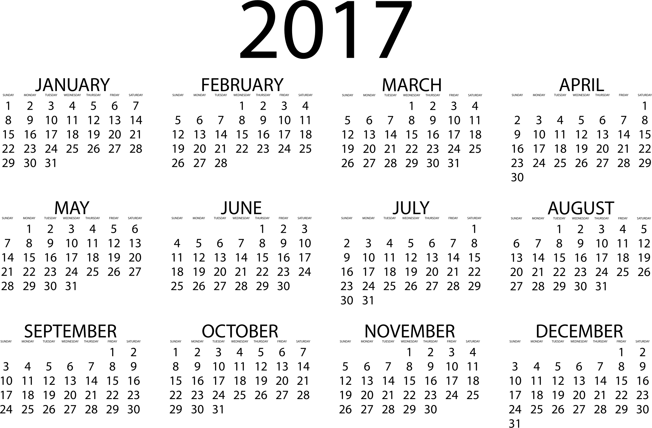 2017全年日曆 壁紙 — 純黑色背景，沒有可見的元素或細節。