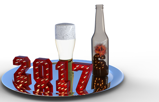 2017新年慶祝啤酒與燈光 壁紙