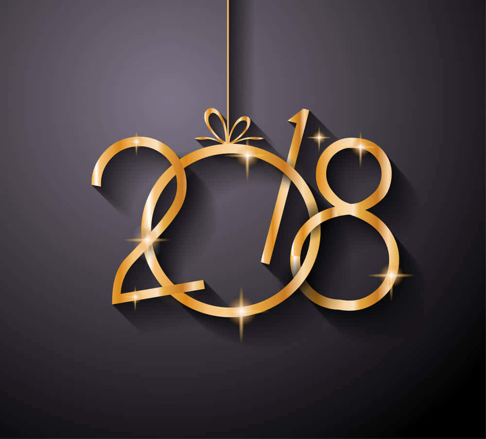 深色背景上帶閃光的金色2018掛飾