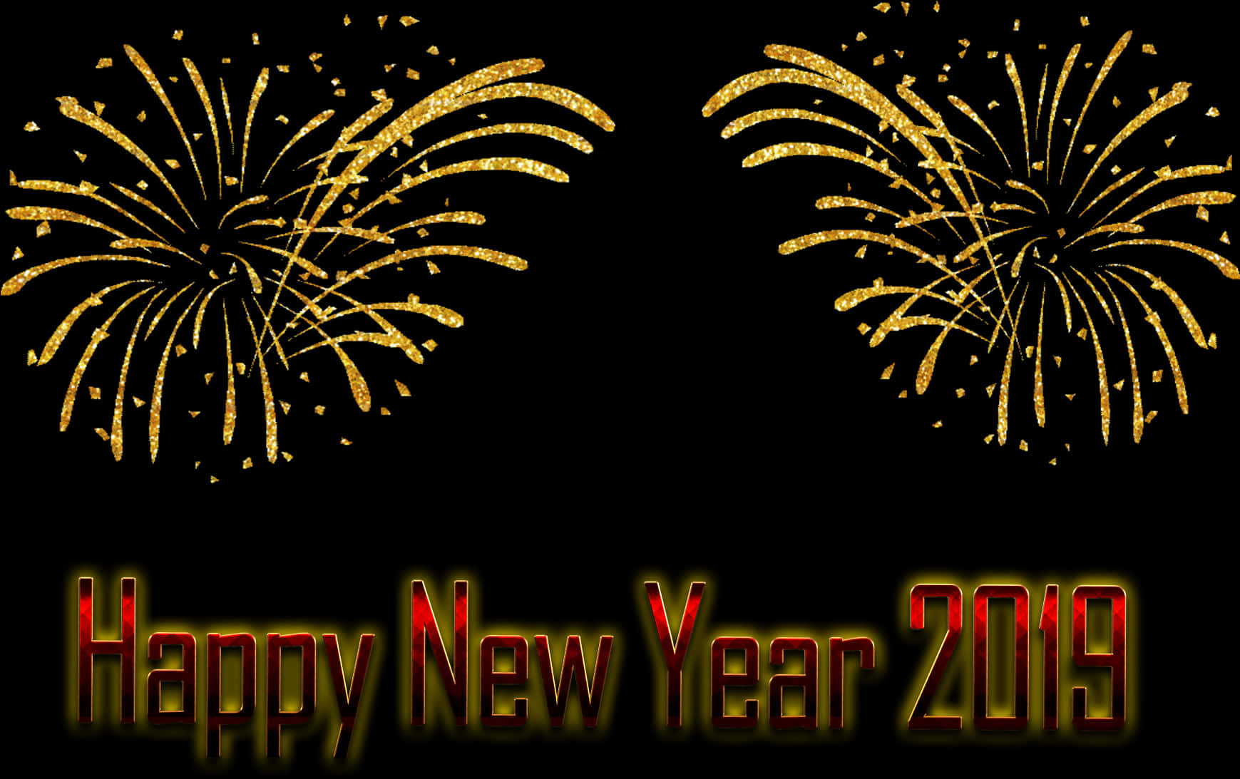 金色煙花新年快樂2019 壁紙