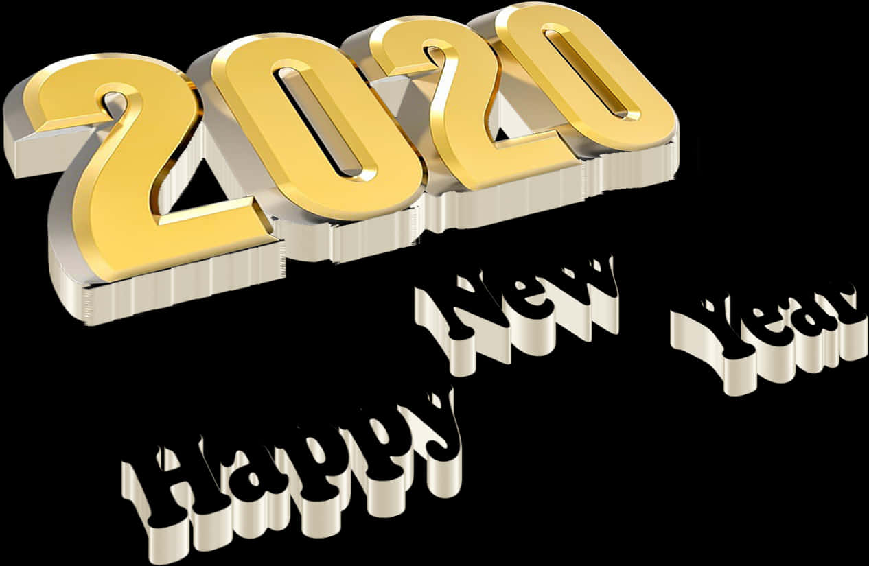 金色2020新年快樂 壁紙