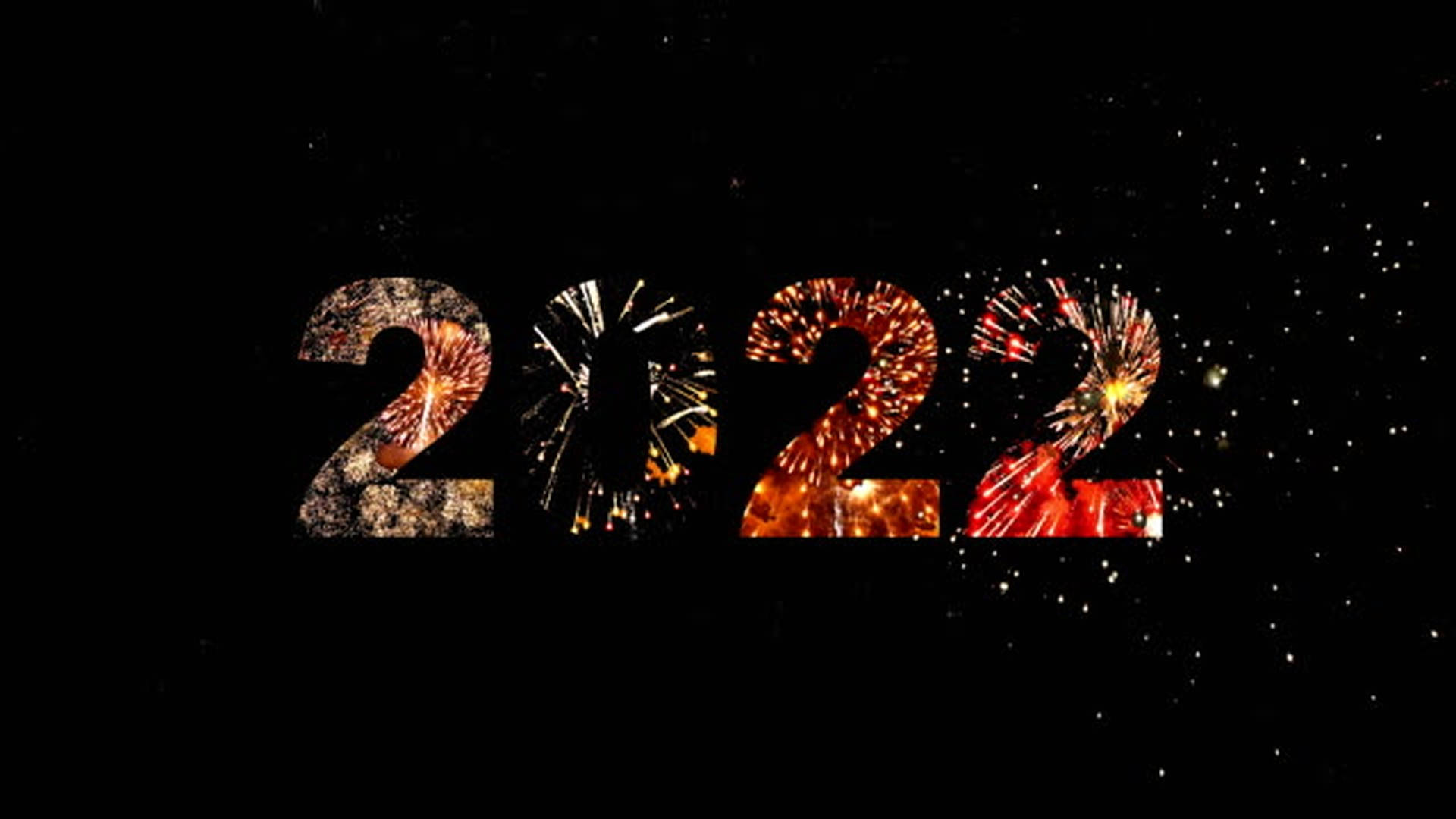 2022 新年煙火疊加 壁紙 — 2022年由色彩繽紛的煙火在繁星點點的夜空下綻放形成。