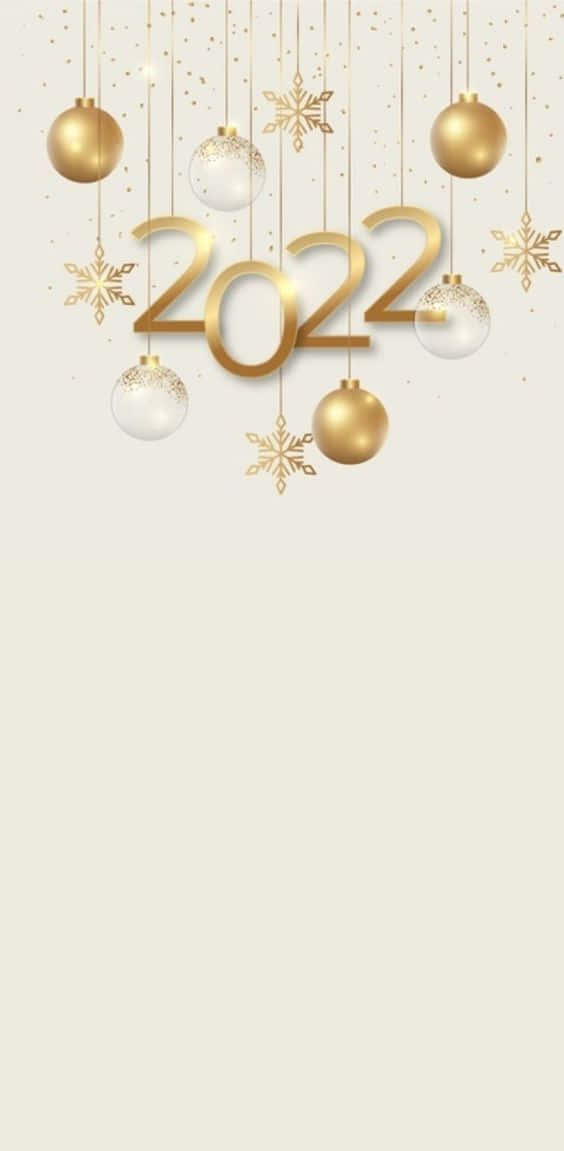 節日2022以金色和白色裝飾及雪花懸掛。